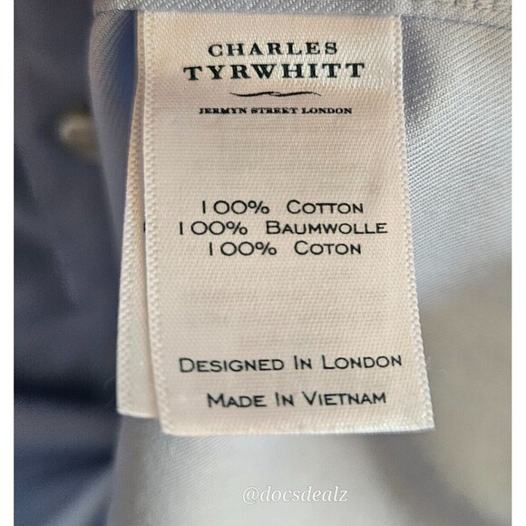 Charles Tyrwhitt Button Up Shirt Light Blue Classic Fit Non-Iron Size 16 41 - Picture 5 of 5
